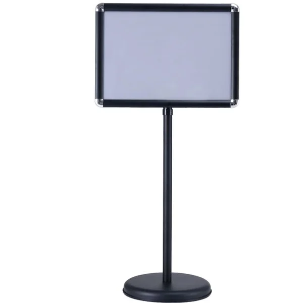 Porte-affiche sur Pied A3 Hauteur Réglable Rotation à 360 Degrés en Acier Inox Argent/Noir
