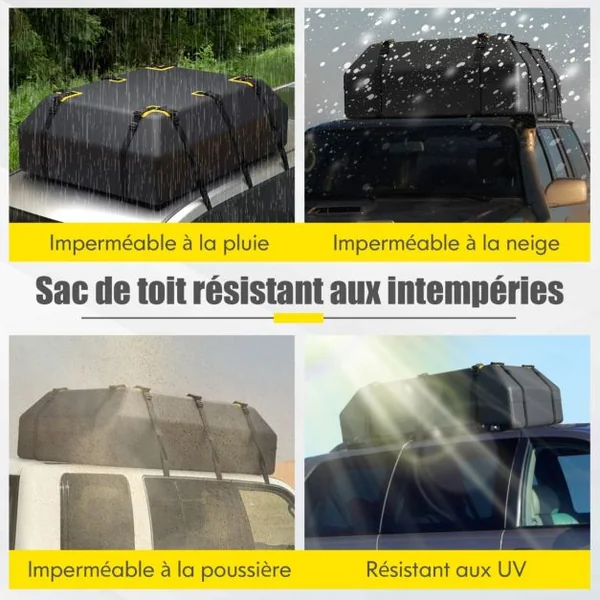 Porte-bagages de Toit pour Voiture de 0,4m³/0,6m³ Sac à Bagages de Toit Étanche pour Tous Les Véhicules avec/sans Support