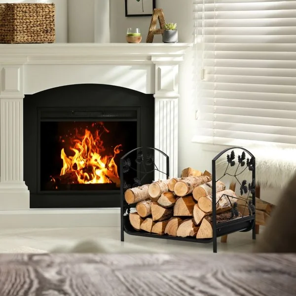 Porte-Bûches en Fer Forgé Range Bûche pour Intérieur&Extérieur Pieds Surélevés Capacité de poids de 50 kg 48 x 34 x 41cm