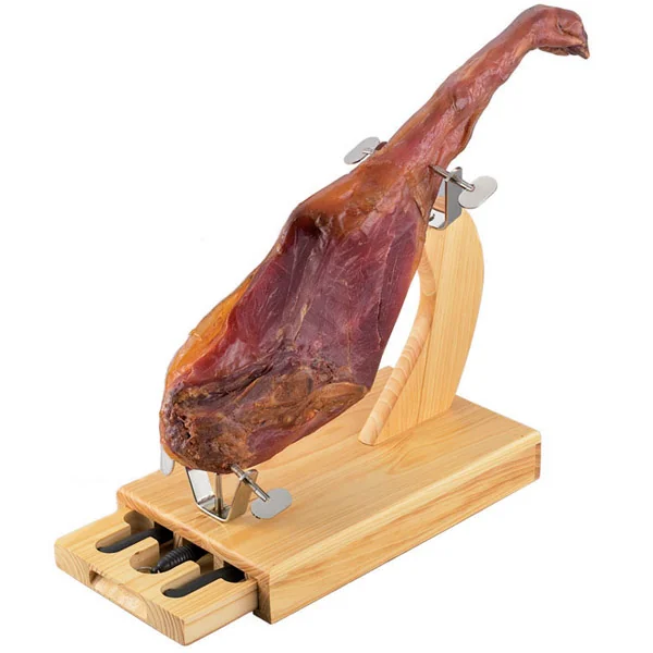 PORTE-JAMBON AVEC TIROIRS ET COUTEAUX 45x25x37 CM NATUREL BOIS (1 UNITÉ) - Garcia de Pou