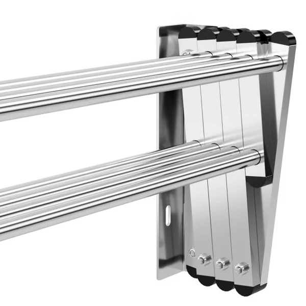 Porte-Serviettes Extensible Mural - 8 Barres en Acier Inox. 86 x 62 x 22 CM pour Salle de Bain Argent