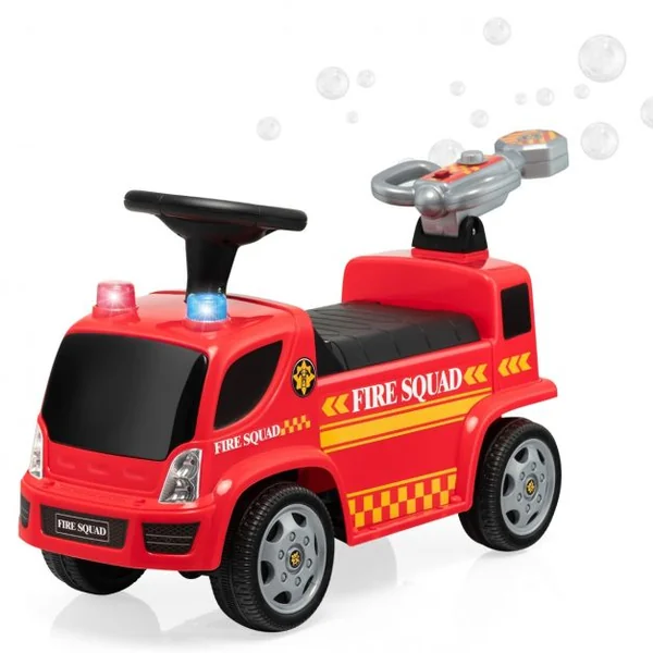 Porteur - Camion de Pompiers pour Enfants Musique Phares Sirène Klaxon 18-36 Mois Rouge