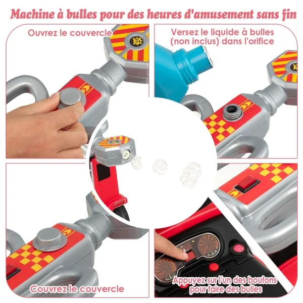 Porteur - Camion de Pompiers pour Enfants Musique Phares Sirène Klaxon 18-36 Mois Rouge