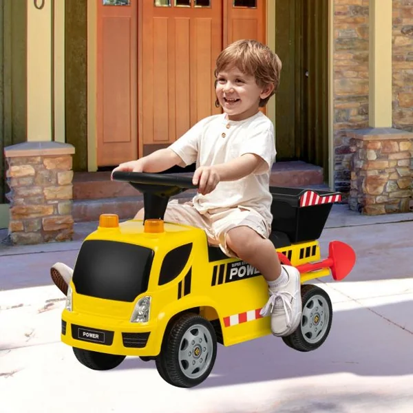 Porteur Camion pour Enfants avec Sirène Musique et Phares Seau Basculant et Pelle Amovible 18 à 36 Mois Jaune