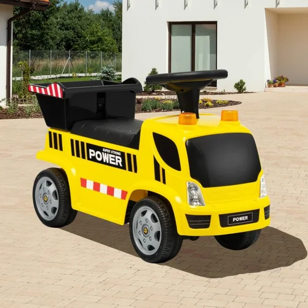 Porteur Camion pour Enfants avec Sirène Musique et Phares Seau Basculant et Pelle Amovible 18 à 36 Mois Jaune