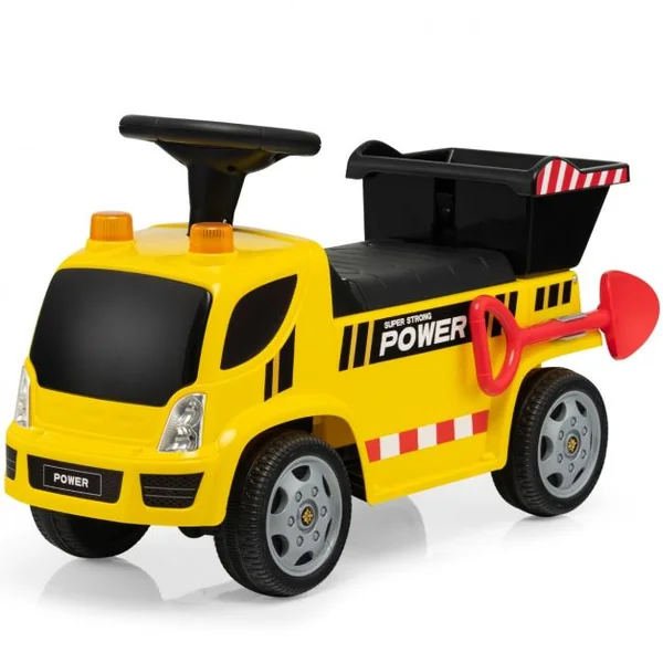 Porteur Camion pour Enfants avec Sirène Musique et Phares Seau Basculant et Pelle Amovible 18 à 36 Mois Jaune