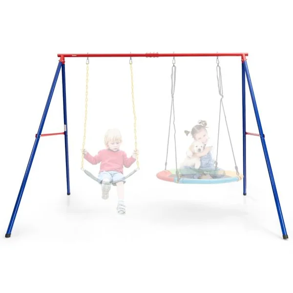 Portique de Balançoire en Métal avec Structure en A Support de Balançoire en Acier avec Tapis Antidérapant Charge 250kg 260 x 182 x 182 CM