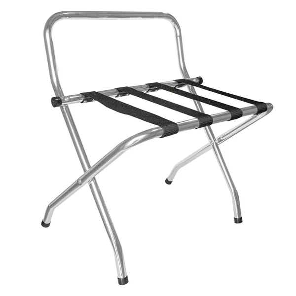 POSE VALISES PLIABLE AVEC DOSSIER 62x50x69 CM CHROME ACIER (1 UNITÉ) - Garcia de Pou