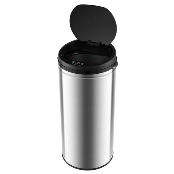 Poubelle Automatique de 30 L Cadre en Acier Inoxydable Résistante aux Empreintes Digitales Poubelle sans Contact Argent