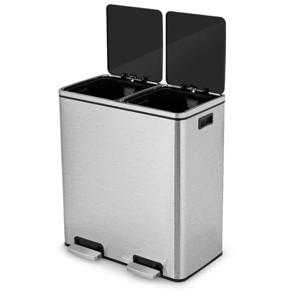Poubelle de Cuisine à Pétal - 2 Compartiments (2 x 30L) 2 Seaux Intérieurs en PP avec Poignées Fermeture en Douceur