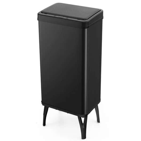 Poubelle en Acier Inoxydable 50 L Poubelle Automatique à Capteur de Mouvement avec Couvercle Maintenu Ouvert et Fermeture Douce Noir/Argent