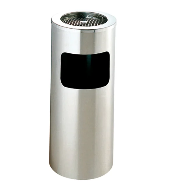 POUBELLE/CENDRIER, CYLINDRIQUE Ø 25x60,5 CM ARGENTE INOX (1 UNITÉ) - Garcia de Pou