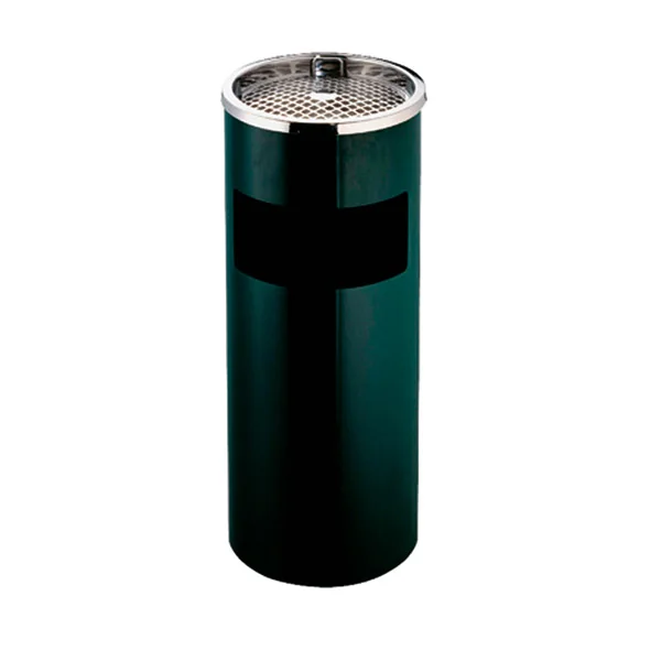 POUBELLE/CENDRIER, CYLINDRIQUE Ø 25x61 CM NOIR ACIER (1 UNITÉ) - Garcia de Pou