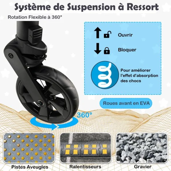 Poussette Bébé Convertible 2 en 1 Auvent et Dossier Réglables Siège Auto Légère Piable 6-36 Mois Jusqu'à 15kg Gris&Noir