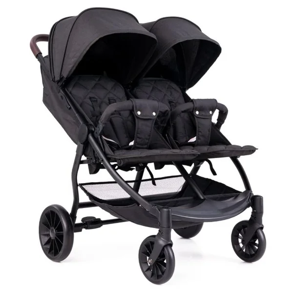 Poussette Double Pliante pour Bébé 0 à 3 Ans Charge 15KG Poussette Côte à Côte avec Dossier Réglable Auvent Roues Freinées Noir