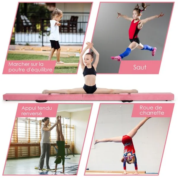 Poutre de Gymnastique Pliable de 210 cm avec Poignées de Transport pour Enfants Gymnastes 8 Couleurs au Choix