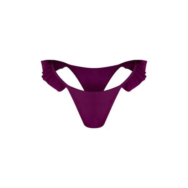 Prune Bas De Bikini Tanga À Volants Prune