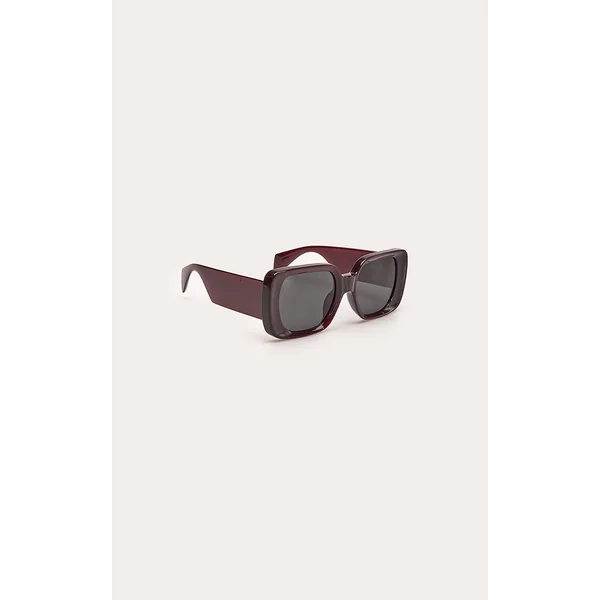 Prune Chocolat Lunettes De Soleil Carrées À Monture Épaisse