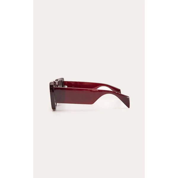 Prune Chocolat Lunettes De Soleil Carrées À Monture Épaisse