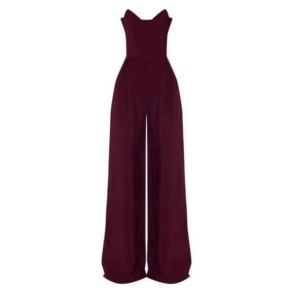 Prune Combinaison Pantalon Large Ajustée PLT Label Avec Détail Bustier Corset