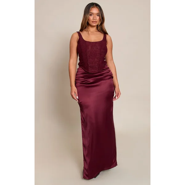 Prune Top Corset Long À Encolure Carrée En Dentelle Shape