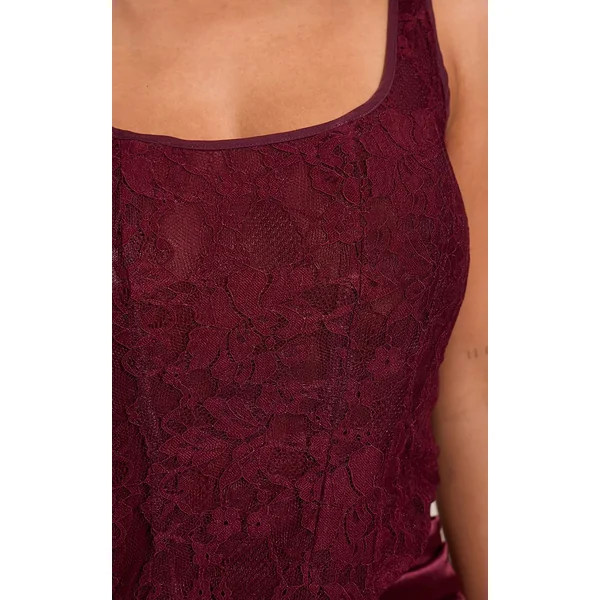Prune Top Corset Long À Encolure Carrée En Dentelle Shape