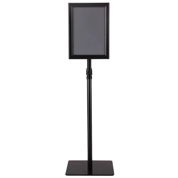 Présentoir d'Affichage Menu A4 avec Pied Panneau d'Affichage Hauteur Réglable Acier Inoxydable Base dia.28 cm Argent/Noir