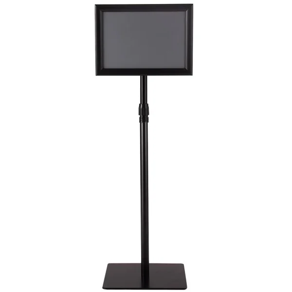 Présentoir d'Affichage Menu A4 avec Pied Panneau d'Affichage Hauteur Réglable Acier Inoxydable Base dia.28 cm Argent/Noir