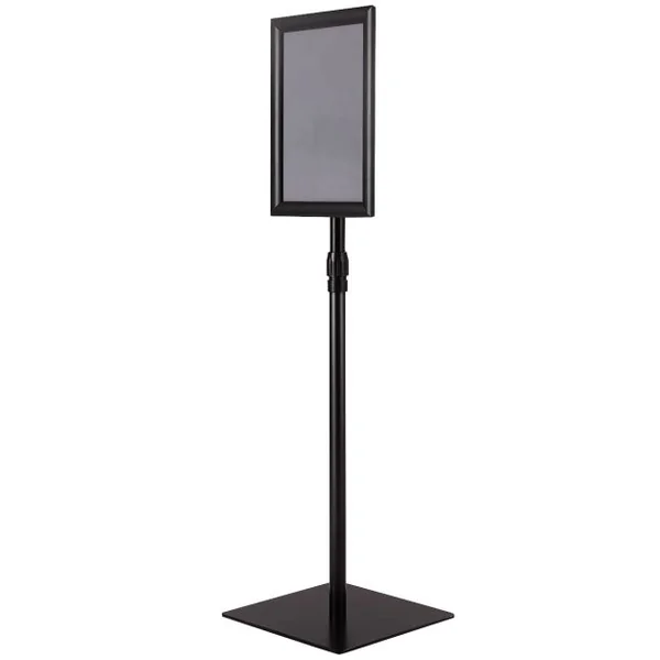 Présentoir d'Affichage Menu A4 avec Pied Panneau d'Affichage Hauteur Réglable Acier Inoxydable Base dia.28 cm Argent/Noir