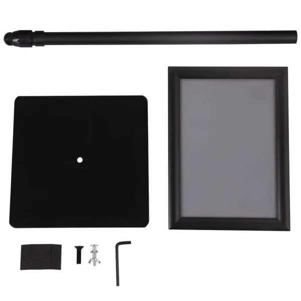 Présentoir d'Affichage Menu A4 avec Pied Panneau d'Affichage Hauteur Réglable Acier Inoxydable Base dia.28 cm Argent/Noir