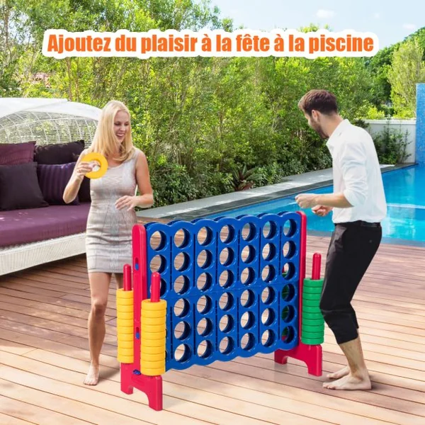 Puissance 4 Géant pour Enfants et Adultes avec 42 Jetons Circulaires Majorité en couleur Bleu/Rouge/Vert