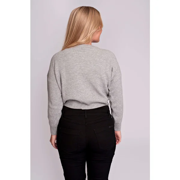 Pull cropped de grossesse gris clair – maille douce & cosy