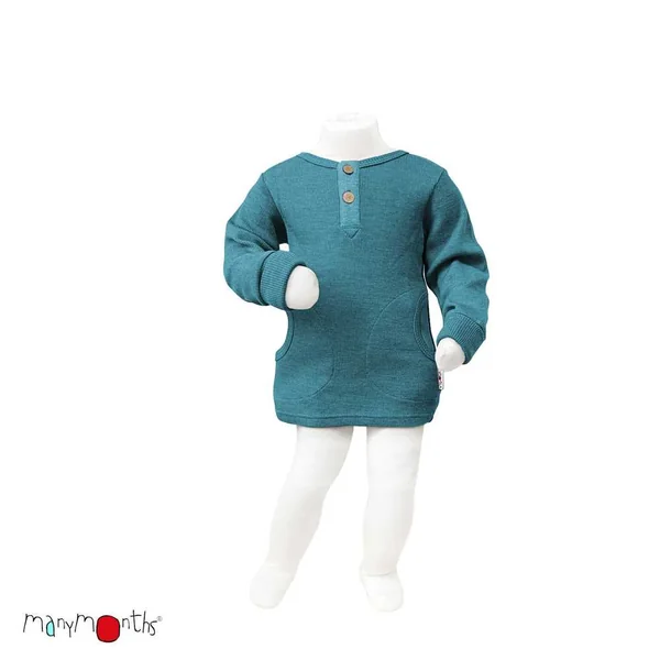 Pull laine mérinos Henley ManyMonths évolutif avec poches