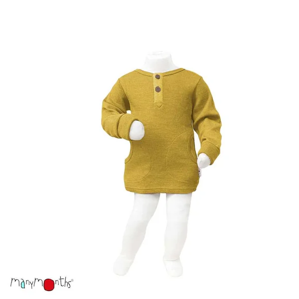 Pull laine mérinos Henley ManyMonths évolutif avec poches