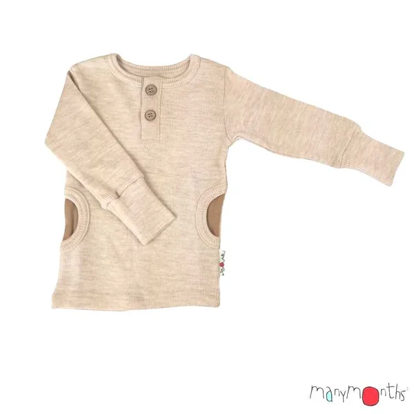 Pull laine mérinos Henley ManyMonths évolutif avec poches