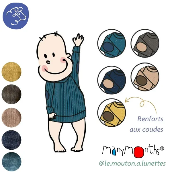 Pullover ManyMonths en laine mérinos avec renforts - Coloris 2024