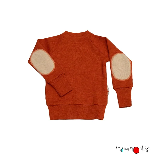 Pullover mérinos ManyMonths avec renforts aux coudes – Coloris 2025/26