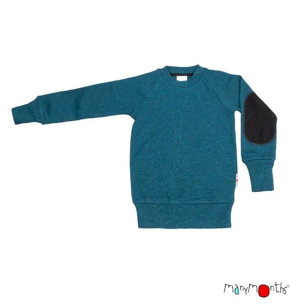 Pullover mérinos ManyMonths avec renforts aux coudes – Coloris 2025/26