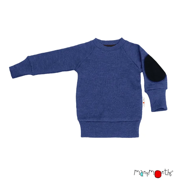 Pullover mérinos ManyMonths avec renforts aux coudes – Coloris 2025/26
