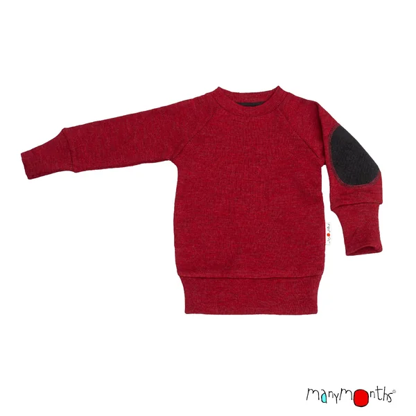 Pullover mérinos ManyMonths avec renforts aux coudes – Coloris 2025/26