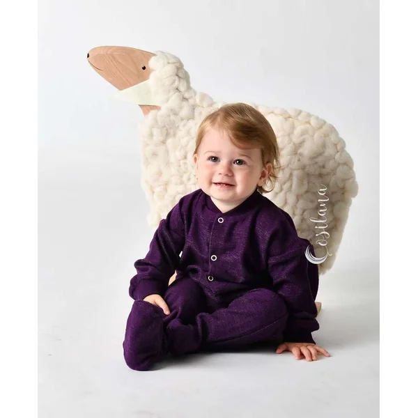 Pyjama bébé 1 pièce en éponge de laine bio avec pieds - COSILANA
