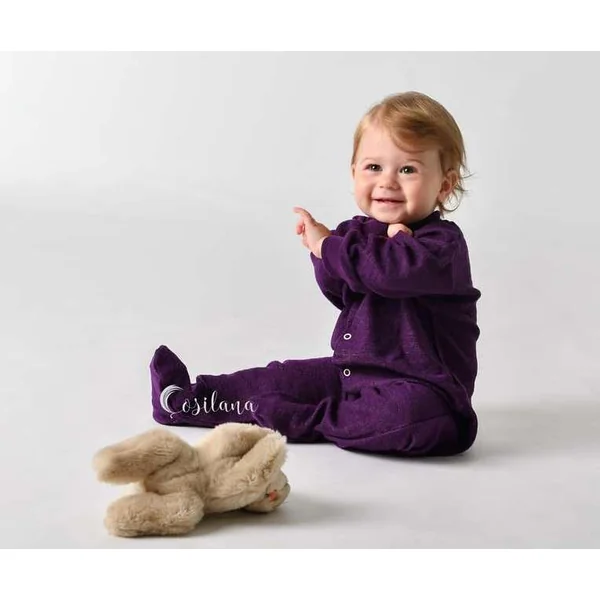 Pyjama bébé 1 pièce en éponge de laine bio avec pieds - COSILANA