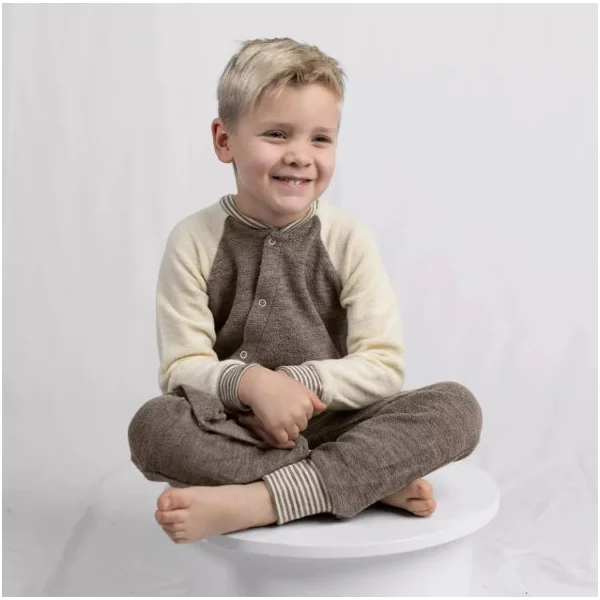 Pyjama bébé en laine bouclette ENGEL NATUR - Pyjama chaud 1 pièce sans pieds