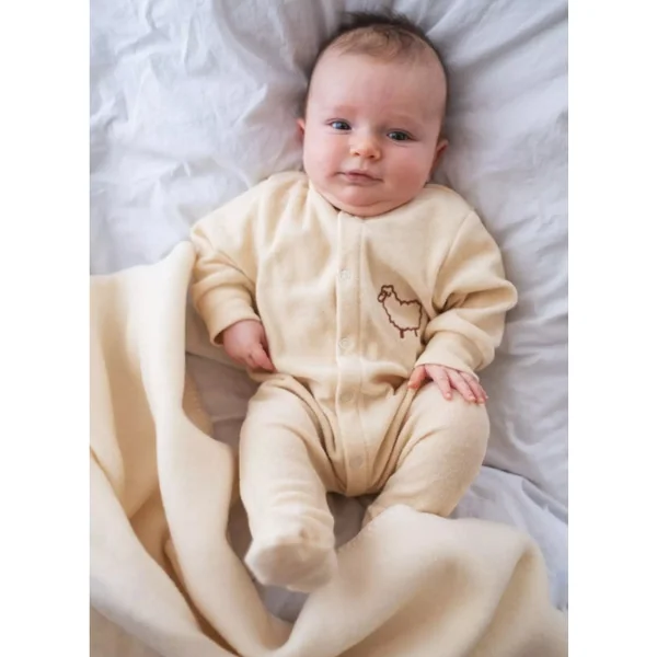 Pyjama bébé éponge de laine mérinos ENGEL NATUR - Pyjama chaud broderie mouton