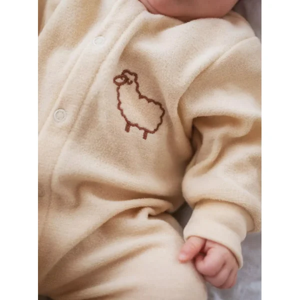 Pyjama bébé éponge de laine mérinos ENGEL NATUR - Pyjama chaud broderie mouton