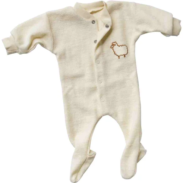 Pyjama bébé éponge de laine mérinos ENGEL NATUR - Pyjama chaud broderie mouton