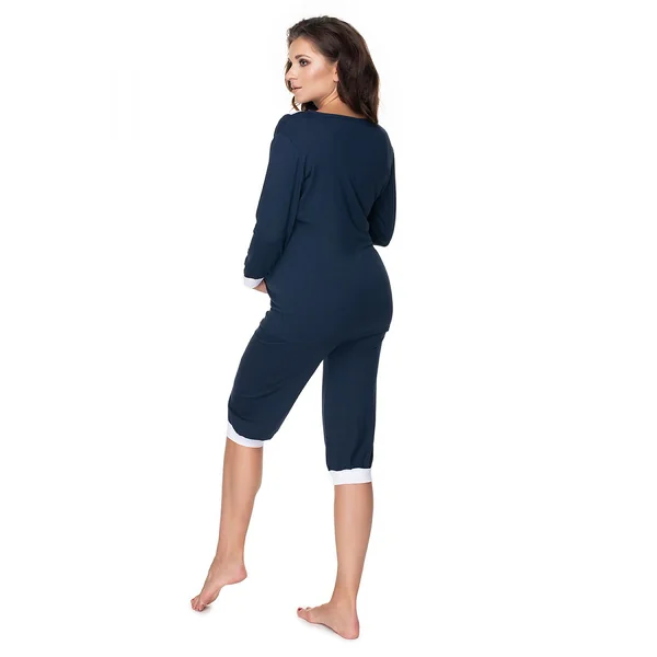 Pyjama court de grossesse et d'allaitement - Gris/Marine - Reste 1 S/M