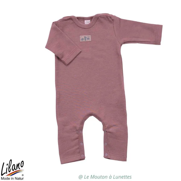 Pyjama en laine et soie avec rabats aux pieds - Body intégral LILANO