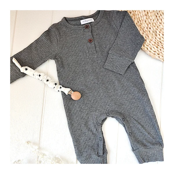 Pyjama gris côtelé personnalisé