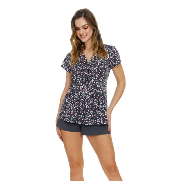 Pyjama short grossesse et allaitement coeurs en coton oeko-tex - Reste 1S
